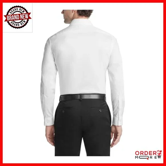 Slim Fit Dress Shirt Ultra Wrinkle Free Flex Collar Stretch Long Sleeve